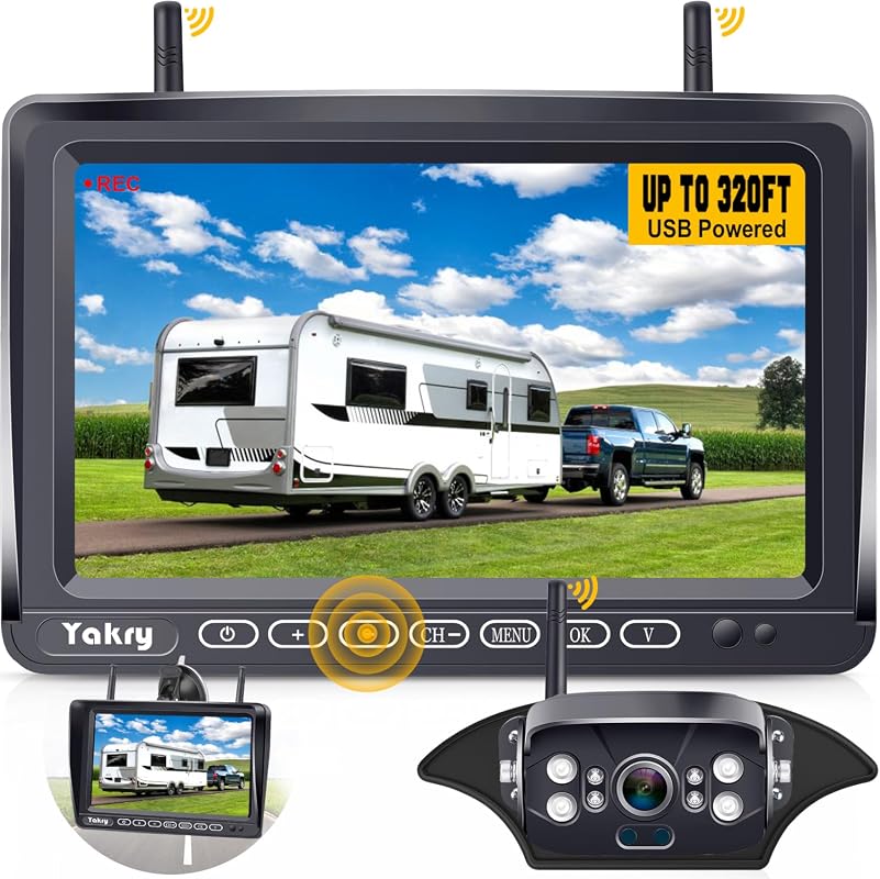 Wireless Reverse Camera System with 7 inch IPS Monitor