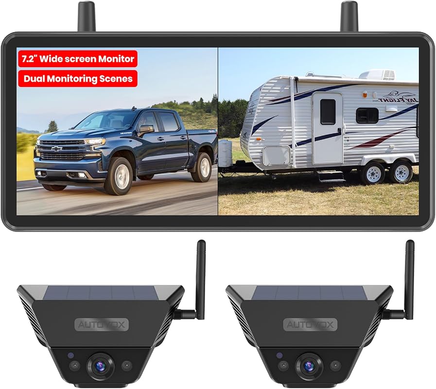 AUTO-VOX Solar Wireless Backup Camera with 7.2 inch 1080P Monitor
