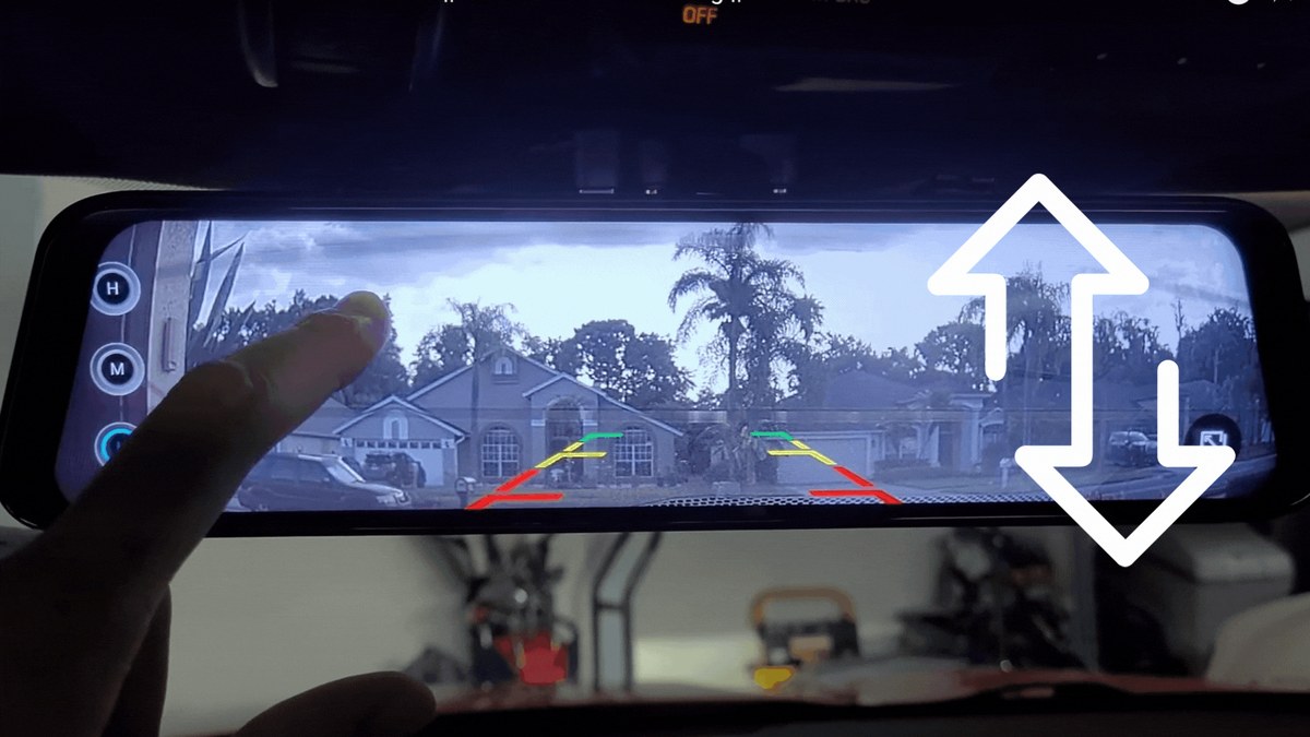 Smartphone app showing dash cam firmware update screen with progress bar and connection status